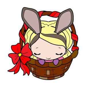 disegno di Bambina nel Cesto a colori