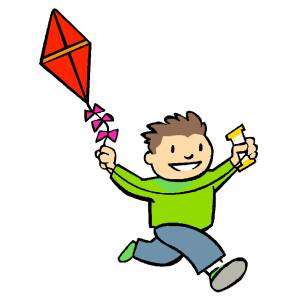 Disegno di Bambino con Aquilone a colori