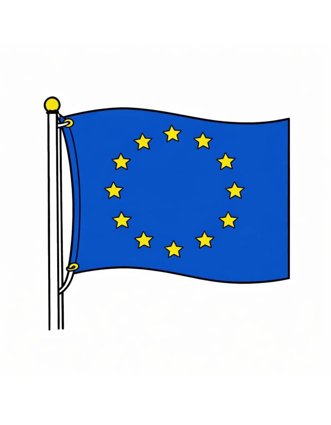 disegno di Bandiera dell' Europa  a colori