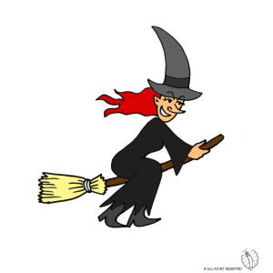 Disegno di Strega sulla Scopa a colori