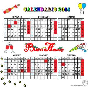 Disegno di Calendario 2014  da Gennaio a Giugno a colori