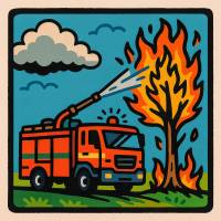 Disegno di Camion dei Vigili del Fuoco a colori