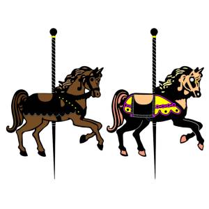 Disegno di Cavalli sulla Giostra a colori