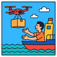 Disegno di Consegna Pacco con Drone a colori