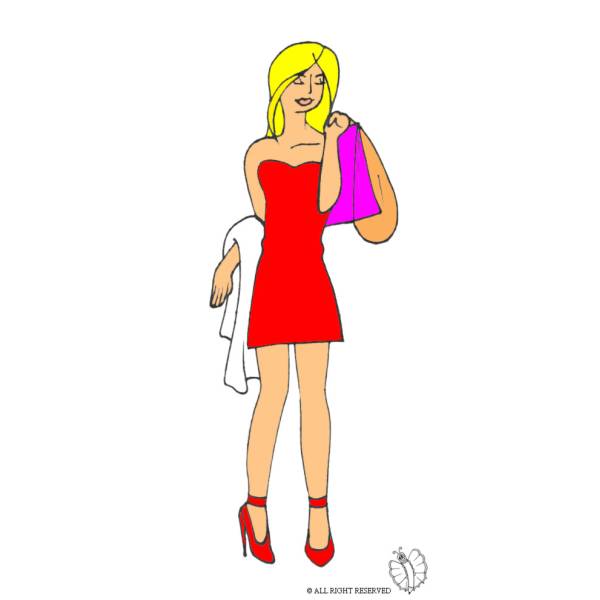 Disegno di Donna e Shopping a colori