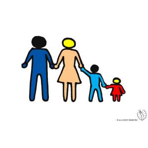 Disegno di Famiglia unita a colori