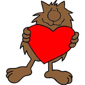 Disegno di Gatto con Cuore a colori