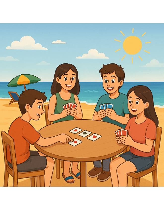 disegno di Giocare a Carte in Spiaggia  a colori