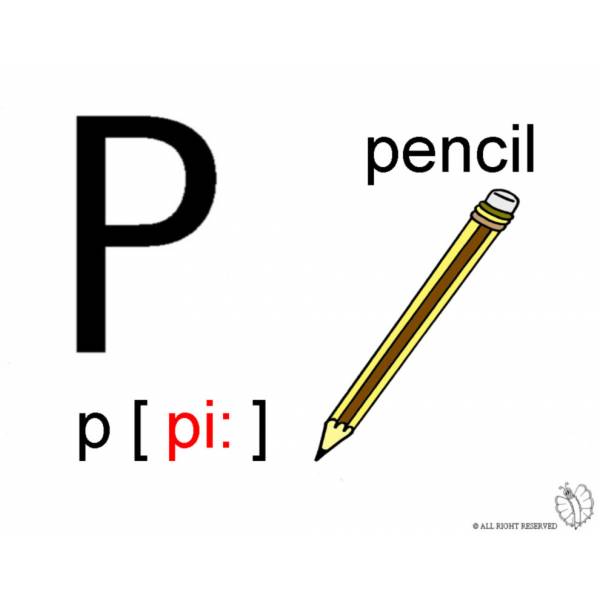 Disegno di Lettera P Alfabeto Inglese a colori