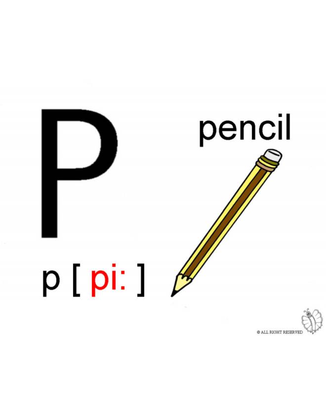 disegno di Lettera P Alfabeto Inglese a colori