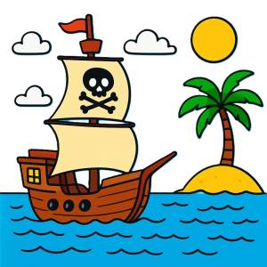 Disegno di Nave di Pirati a colori