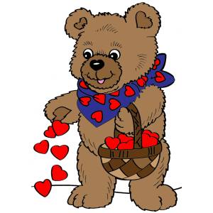 Disegno di Orso con Cuoricini a colori