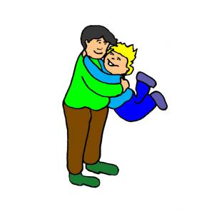 Disegno di Padre e Figlio Abbracciati a colori