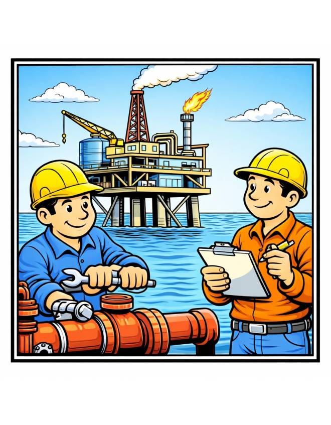 disegno di Piattaforma Petrolifera  a colori