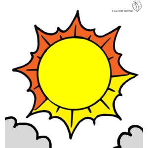 Disegno di Sole e Nuvole a colori