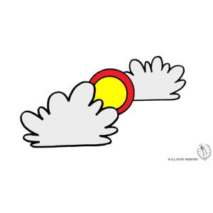 Disegno di Sole tra le Nuvole a colori