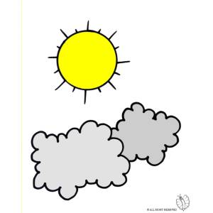 Disegno di Sole e Nuvole a colori