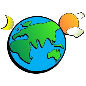 disegno di Terra Sole Nuvole e Luna a colori