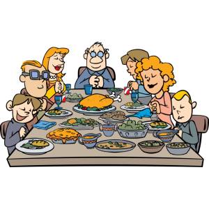 Disegno di Famiglia a Cena a colori