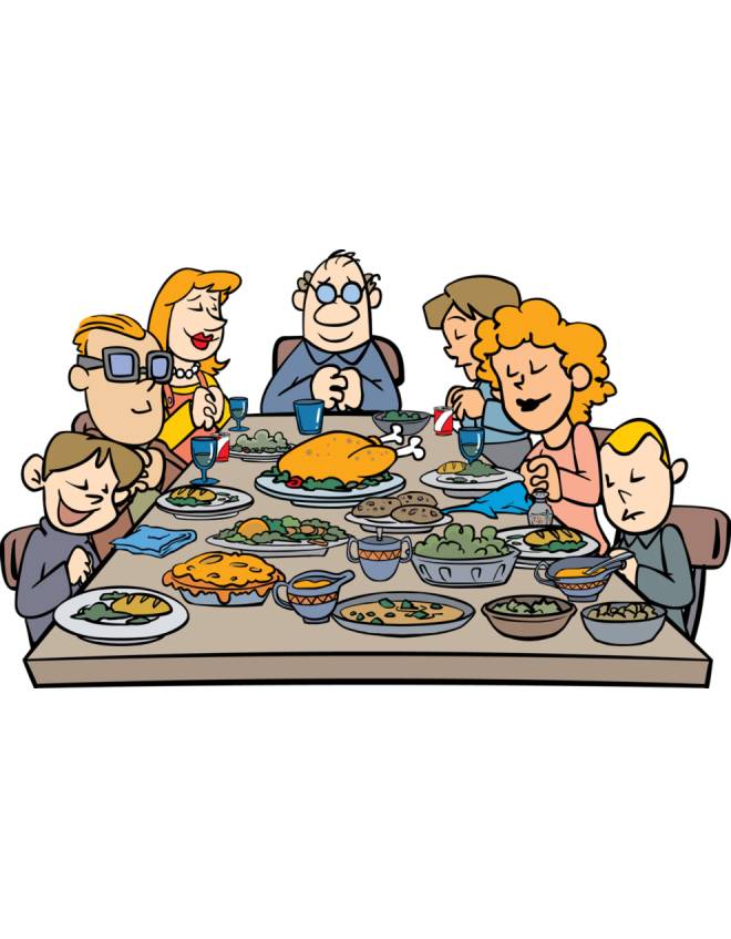 disegno di Famiglia a Cena a colori