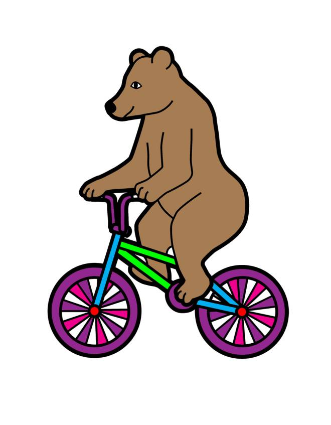 disegno di L'Orso in Bicicletta a colori