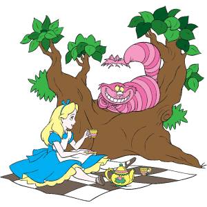 Disegno di Alice e lo Stregatto a colori