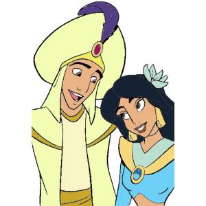 Disegno di Principe Alladin e Principessa Jasmine a colori