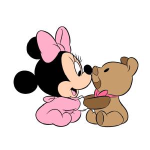 Disegno di Baby Minnie con Orsacchiotto a colori