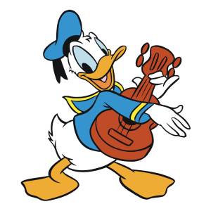 Disegno di Paperino e la Chitarra a colori