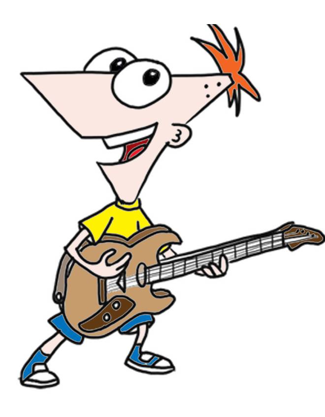 disegno di Phineas con la Chitarra a colori