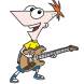 Disegno di Phineas con la Chitarra a colori