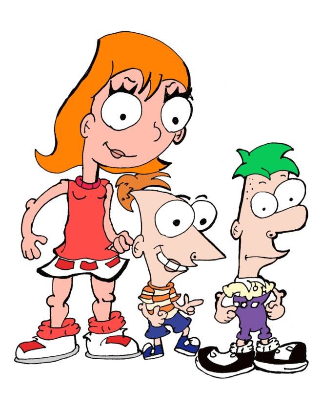 disegno di Phineas Ferb e Candace a colori