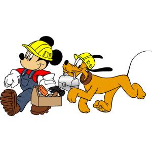 Disegno di Topolino e Pluto al Lavoro a colori