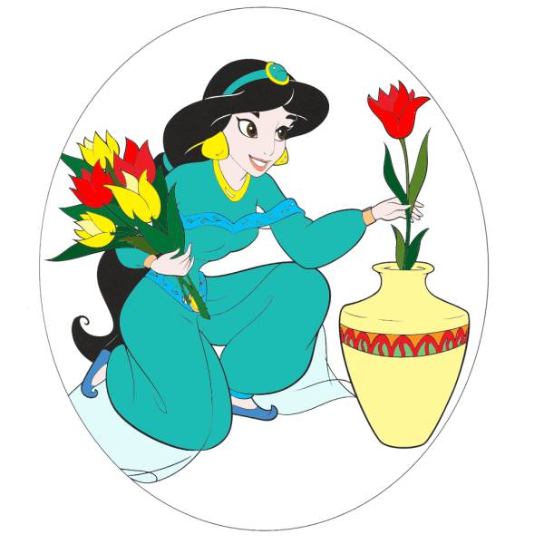 Disegno di Principessa Jasmine Aladdin a colori