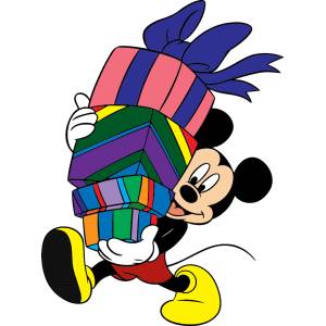 Disegno di Topolino con i Regali a colori