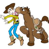 Disegno di Woody e Bullseye a colori