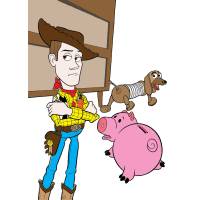 Disegno di Woody Slinky e Hamm a colori