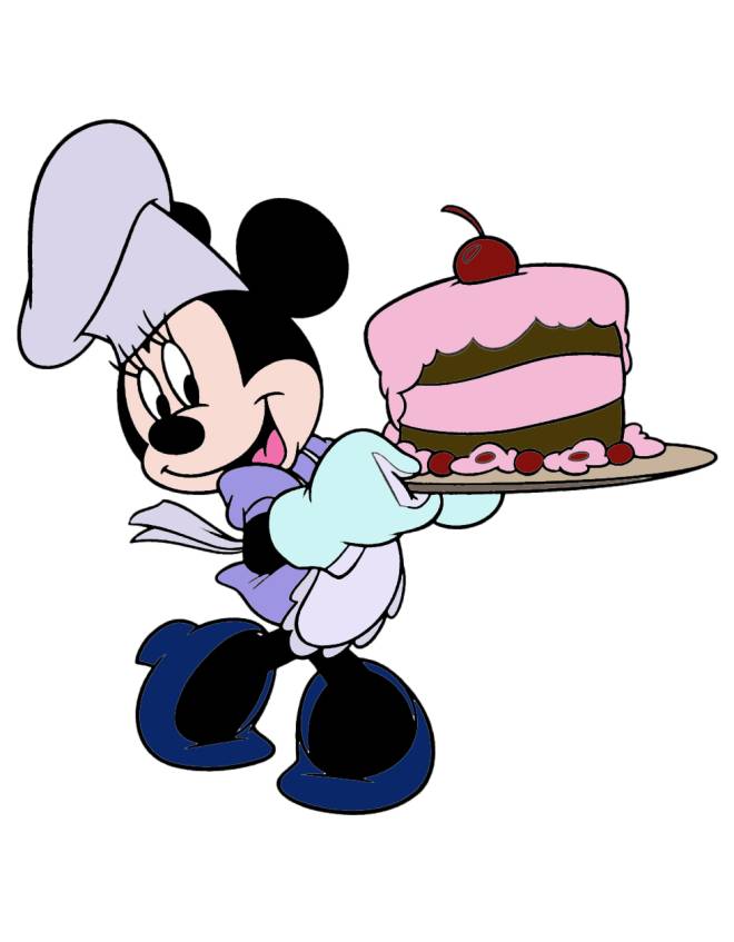 disegno di Minnie con Torta a colori