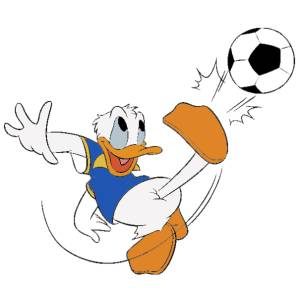 Disegno di Paperino e il Calcio a colori
