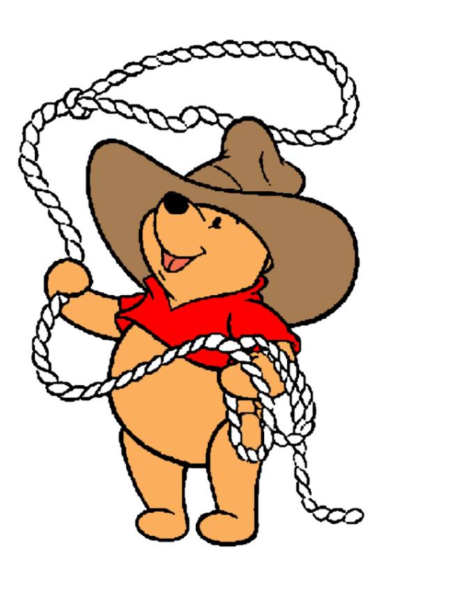 disegno di Winnie Pooh Cowboy a colori