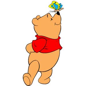 Disegno di Winnie Pooh e la Farfalla a colori