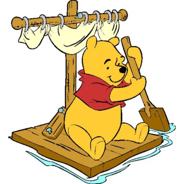 Disegno di Winnie Pooh sulla Zattera a colori