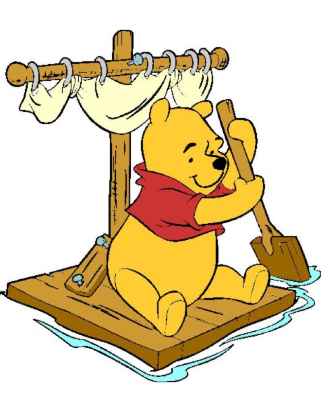 disegno di Winnie Pooh sulla Zattera a colori