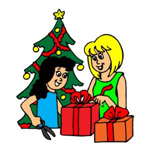 Disegno di Albero con Regali di Natale a colori