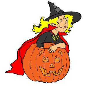 disegno di Bambina con la Zucca a colori