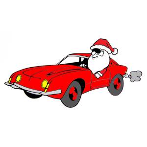 Disegno di Babbo Natale in Auto a colori