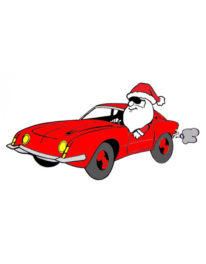 disegno di Babbo Natale in Auto a colori