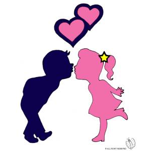 Disegno di Bacio e Cuoricini a colori