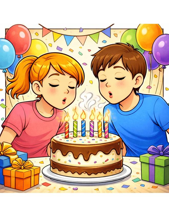 disegno di Coppia che Festeggia Compleanno  a colori