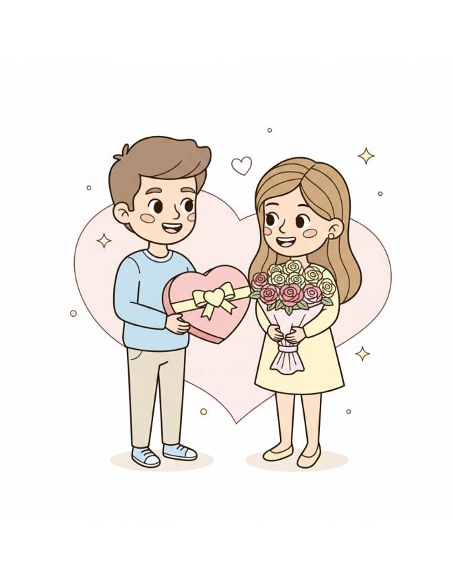 disegno di Innamorati a San Valentino  a colori